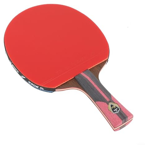 Yhenlovtt 6 Star Control - Raqueta de tenis de mesa con construcción de madera de 7 capas, diseño de mango largo para todo tipo de juego, negro y rojo C
