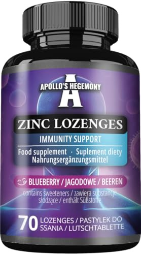 Zinkglukonat 15 mg – 70 sugtabletter | 70 portioner | immunstöd | blåbärssmak – från Apollo’s Hegemony