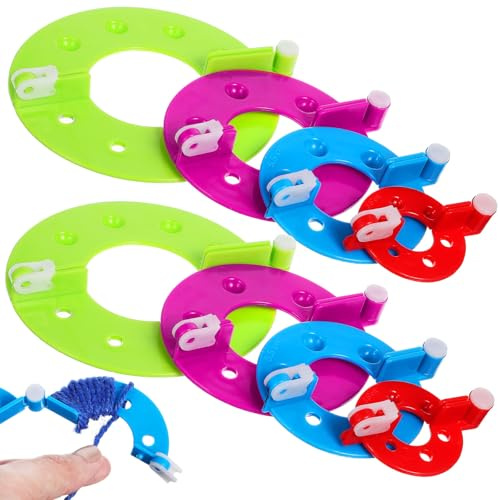 Hemobllo 8 pezzi Pompon Maker in plastica, 4 misure (3,5 – 9 cm), utensili per lavori a maglia e fai da te per pompon fatti in casa, gomitoli di lana, per divertimento e colore casuale
