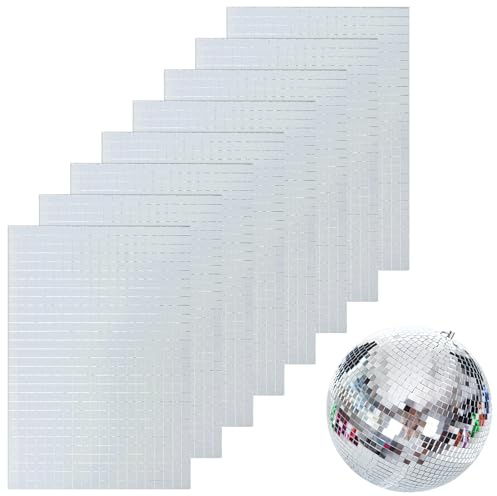 DARENYI 4800 Piezas Mosaicos Autoadhesivos De Espejo De Vidrio, 5 x 5 mm Pegatina Cuadrada Plateada, Mini Azulejos de Espejo para Manualidades, Pared, Baños, Decoración de Bolas de Discoteca