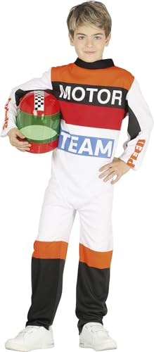 FIESTAS GUIRCA | Disfraz de Piloto de Motos Infantil (5-6 Años) - Mono de Carreras - Disfraces de Deportes y Automovilismo para Fiestas de Disfraces - Ideal para Niños - Blanco y Multicolor