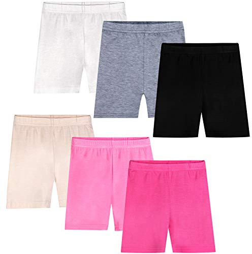 Auranso Girls Dance Shorts Breathable and Safety Dress Short 6 Pack Kids Stretchy Dacning Bike Pants for Girl, Multicoloured, 7-8 Years