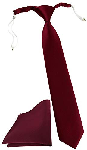 TigerTie Kinderkrawatte Einstecktuch in bordeaux einfarbig Uni - vorgebundener Knoten (fest vernäht) mit Gummizug