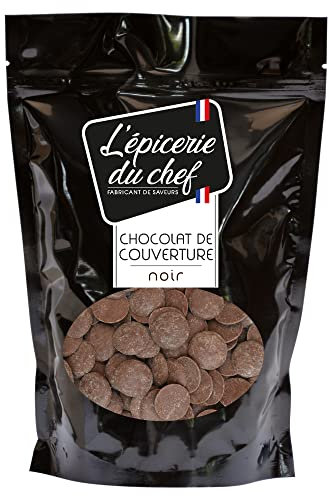 Épicerie du Chef - Palets de Chocolat Noir 500g - Chocolat de Couverture pour Desserts, Pâtisseries, Gâteaux, Glaçages - Ingrédient 58% Cacao Minimum - EDC8632