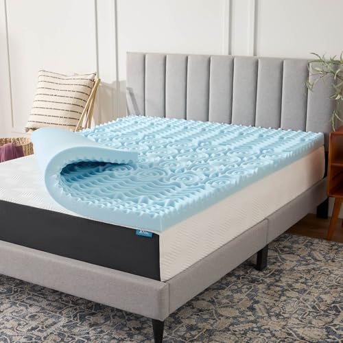 LUCID 3 Inch Gel Memory Foam Mattress Topper, California King size – 5 Zones – Cooling Gel Infusion – CertiPur Certified Foam
