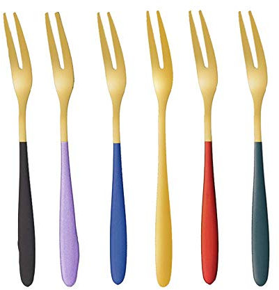 Pastry Forks Cake Fork Set of 6, 13.3x1cm Stainless Steel Mirror Polishing Dessert Forks Set Perfect for Kids Women Cakes Fruit Salad Pie Cocktail Afternoon Tea Wedding Party