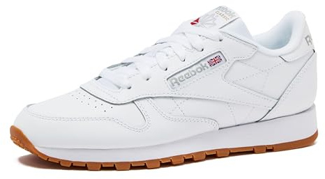 Reebok Classic Leather Sneakers for Women - Black or White Tennis Shoes Womens Size 5 to 12, Footwear White/Pure Grey3/Reebok Gum3, 6