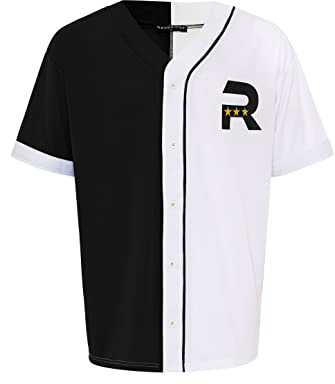 Two Tone Baseball Jersey T-shirt, Svart-vit, L