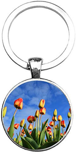 Porte-clés Verre - Tulipes, silverl