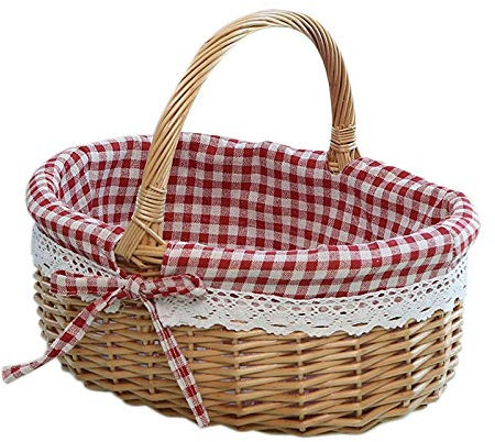 Wisboey Panier en Osier Paniers-Cadeaux Vide Ovale Saule Tissé Panier Pique-Nique avec PoignéE Panier de Mariage