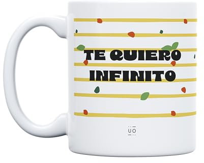 UO Taza de regalo con mensaje Te quiero infinito Pasta, regalo para parejas, regalo original de San Valentín, 350 ml, cerámica
