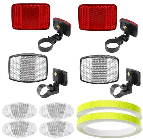 Qcdou 10 Stück Rückstrahler Fahrrad vorne und hinten, Fahrrad Rad Speichenreflektoren Halterung, Katzenaugen Reflektoren Fahrrad, rückstrahler Motorrad mit Reflektorband, für Kinder, Männer, Frauen