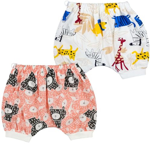 FLYISH DIRECT Baby Windelhose Windelrock, Baby Windelhose Shorts, Cartoon Rosa, Mehrfarbig, 2 Stück, L