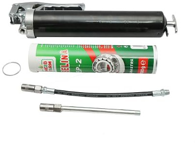 Set Pistola e Cartuccia, Ingrassatore Manuale Pistola per Grasso, Grasso Universale Pistola per ingrassare con manico + tubo di grasso