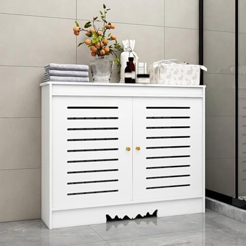 BUETPOX Cubierta Del Radiador, Blanco Lacado, Revestimiento Protector, Cubre Radiadores Estante Para Radiador Calentador, Diseño Moderno, 50*60*20cm/19.7*23.6*7.9in