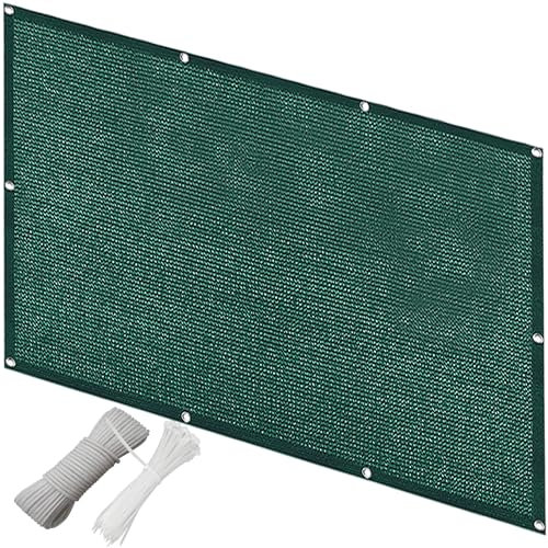 QINLIQIN Sun Shade Sail Rectangle 2.2 x 2.3 m Garden Screening Balcony Cladding UV Protection, Anti-Peeping 1 Cm Aperture Includes Cable Ties for Outdoor Privacy Shield, Dark Green