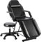 ALLINLIFE Massageliege Klappbar Kosmetikliege mit Rollhocker 3 Zonen Höhenverstellbar Massagetisch Massagebett mit ergonomischer Kopfstütze, Bezug, Armablage, Kissen (Schwarz)