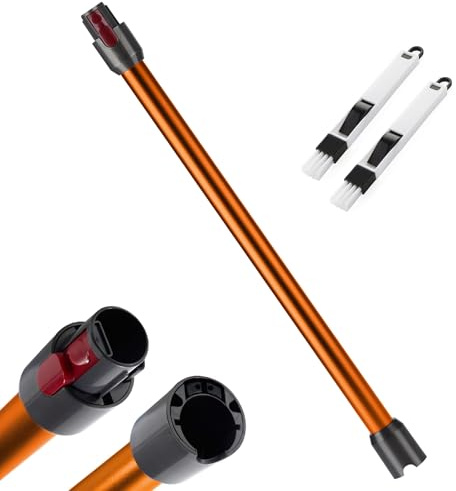 Tube d’extension compatible avec Dyson V7 V8 V10 V11 V15, Tube Télescopique Rigide, Barre d’extension avec Brosses 2-en-1, Accessoire Aspirateur (Orange)