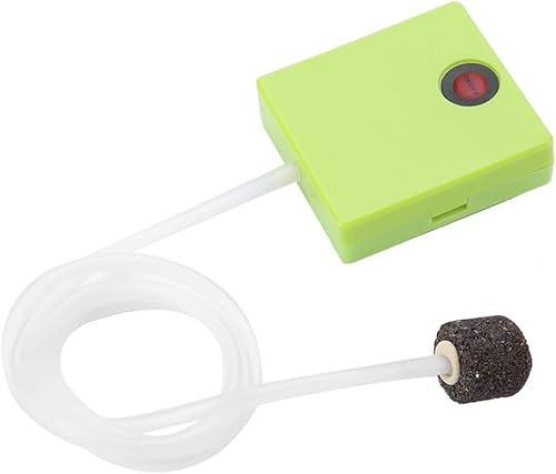 DEWIN Aquarium Air Pump, Fish Tank Aerator Pump Aquarium Ultra Silent Air Pump ABS Dry Battery Operated Outdoor Fishing Oxygen Pump with Air Stone for Fish Tank 7 x 6.3 x 2 cm