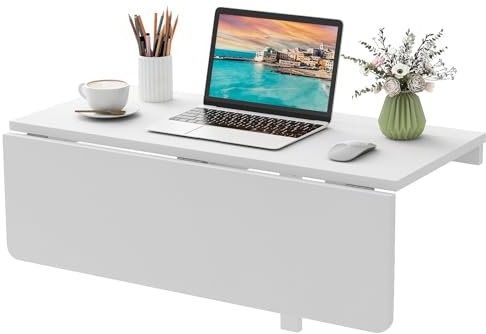 FANTASK Wandklapptisch, schwebender Schreibtisch, klappbarer Wandtisch, platzsparender Küchentisch für Küche Esszimmer Arbeitszimmer (Weiß)