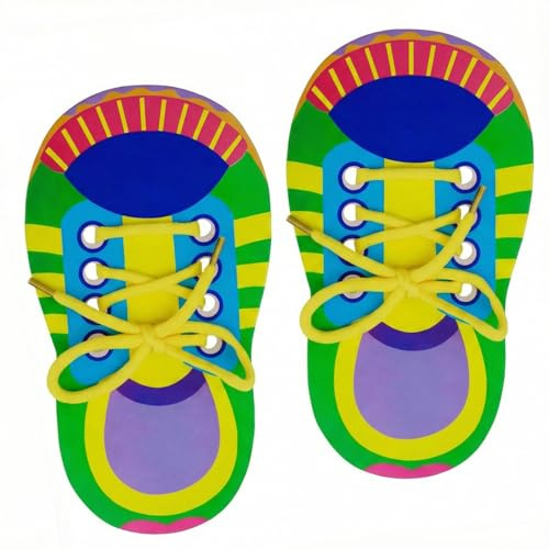 OHiZVZV 2 Pack Kids Shoe Lace Practice Board - Learn to Tie Shoe Laces for Kids, Threading Laces Early Educational Toy for 3-6 Years Old