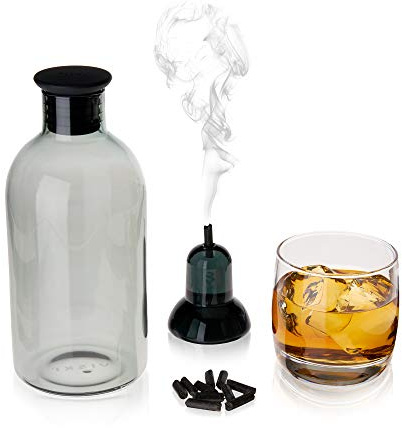 Viski Alchemi Smoked Cocktail Kit, Drink Smoker Set with Glass Smoking Stand, Infuser Carafe, Silicone Stopper, Pellets and Recipe Booklet for Whiskey, Old Fashioned, 5-Piece Home Bar Gift Set