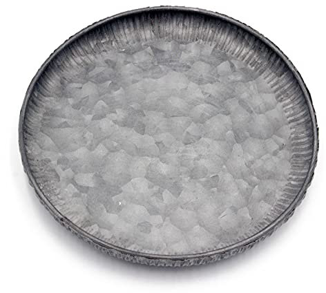 Funerom kleine runde verzinkte Metallschalen-dekorative Tablett-gewellte Kanten (19.8 cm)