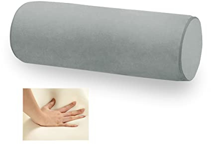 Velvetcossy 16X6 Memory Foam Round Cervical Roll Cylinder Bolster Pillow with Removable Washable Cover, for Head, Neck, Back, and Legs Ideal for Spine and Neck Support(Gray)