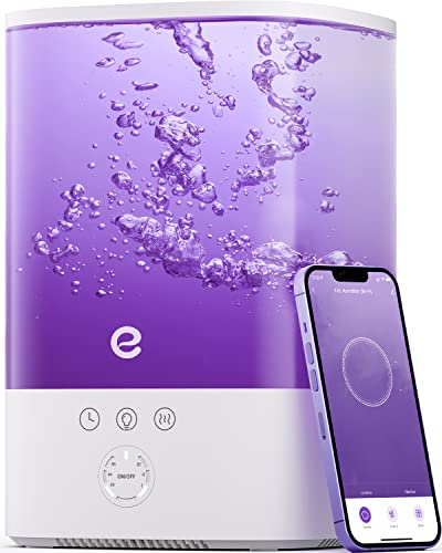 Umidificatore Ambiente Bambini, Esemoil 3,5L Smart Top-Fill Umidificatore con < 28dB Silenzioso & Luce 8 Colore, 40H Ultrasuoni Piante Camera Diffusore con Aromaterapia, Timer, Funzionamento con Alexa