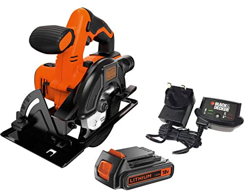 BLACK+DECKER 18V Circular Saw with 1.5Ah Battery and 400mA Charger, BDCCS18C1-GB