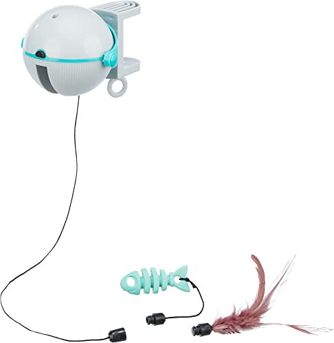 TRIXIE Catch It Katzenspiel zur Befestigung - Spielzeug am Band fährt auf und ab - Abschaltautomatik - batteriebetrieben - Kunststoff - grau - 10 x 10 x 14 cm - 46021