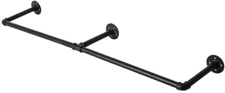 Dhouse Industrierohr Kleiderstange zur Wandmontage 110cm Kleiderständer für Die Wand Schwarz Abnehmbare Kleiderständer Bis 40 kg belastbar für Garderobe Flur Wohnzimmer Schlafzimmer