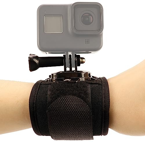 MyGadget Soporte de Muñeca Compatible con GoPro - Giratorio 360 Grados con Lock de Start | Stop - Banda para Go Pro 11 | 10 | 9 | 8 | 7, dji Osmo - Negro