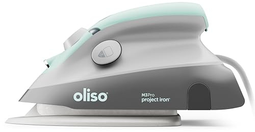 oliso M3Pro Project Steam Iron with Solemate – 1000W Ceramic Soleplate Iron and LED Light for Sewing, Quilting, Crafting, and Travel – Aqua