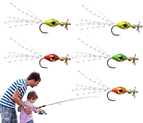 Topwater Angelköder – Propeller Topwater Barschköder mit hellem Bart – schwimmender Bleistift gewellter Bleistiftköder Wobbler, 5 Stück Wassertraktor Rapid Vibration Bait