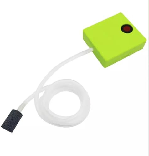 BODYA Aireador de oxígeno, Aireador Pecera, Bomba de Aire para Acuario, Piedra de Aire, Funciona con Pilas, con Tubo, Color Verde