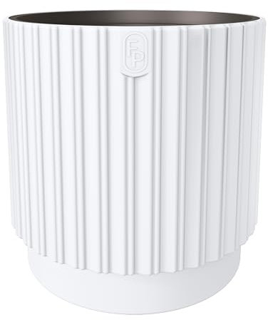 DIKEL Pot de fleurs rond - Diamètre : 40 cm - Hauteur : 40 cm - En plastique de qualité supérieure - Pot de fleurs pour l'intérieur et l'extérieur - Avec insert dans un style minimaliste moderne -