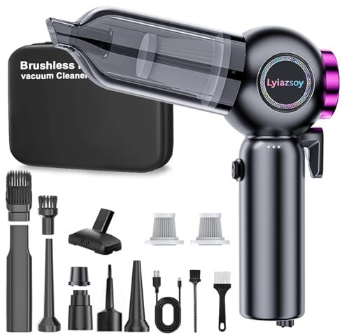 Lyiazsoy Car Vacuum Cleaner,22000PA Handheld Vacuum Cordless with Brushless Motor, 6 in 1 Car Window Breaker and Seatbelt Cutter, Vacuum Cleaners for Home Pet PC Cleaning