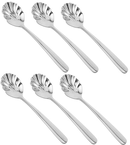 Cabilock 6 Cucchiai Da Minestra A Conchiglia in Acciaio Inox Per Caffè Tè Dessert Hotel Bar Design Vintage Ed Elegante