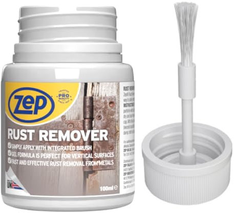 Zep Rust Remover Gel 100ml Non-Drip Formula Fast Acting Gel with Integrated Brush Eliminates Stubborn Rust on All Metal Surfaces, For Interior & Exterior Use