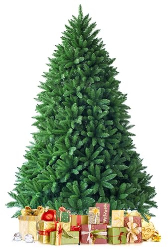 FANTASK Árbol de Navidad Artificial, Sistema Plegable, Agujas de PVC con Soporte de Metal, Ideal para el hogar, la Oficina y Tiendas (180 cm)