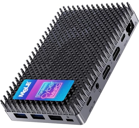 MeLE Mini-PC ohne Lüfter, Cyber X1 N150, 16 GB RAM, 512 GB SSD, USB-C voll funktionsfähig mit USB PD3.0, Videowiedergabe und Datenübertragung, 2 x HDMI 2.0