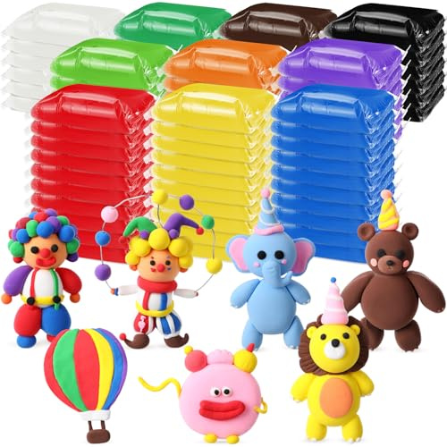 VioraWhite 72 Pcs 38oz Air Dry Clay Bulk Modeling Ultra Lightweight Foam Modeling Clay for Kids Adults DIY Gifts Party Arts Crafts and School Project Supplies(Carnival Color)