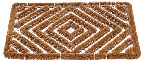 Paillasson en Fibres de Coco Naturelles 40x60 cm – Tapis d'Entrée avec Armature en Acier Galvanisé – Gratte-Pieds Anti-Boue et Anti-Saleté – Tapis Brosse Intérieur/Extérieur