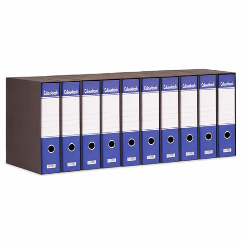 Colourbook Set 10 Registratori D8 Dorso 8 cm Blu Meccanismo Leva Acciaio Custodia Cartone Alta Densità Archivio Documenti A4 Ufficio Scuola Formato Maxi