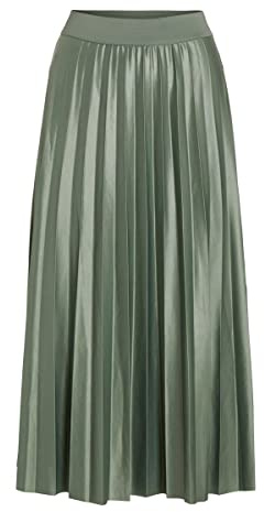Vila Nitban Coated Midi Skirt, Laurel Wreath, M