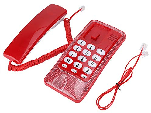 Schnurloses Festnetztelefon Wandtelefon mit Blitzfunktion Stummschaltung Wahlwiederholung für Zuhause Rot