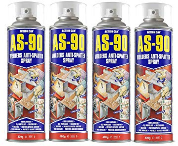 Pack Of 4 Action Can AS-90 Welders Anti-Spatter Fluid Spray Multi Use 400g wire feed lubricant, and post-weld corrosion inhibitor