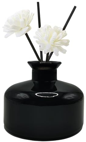 VANTOBEST 1 flacon rond en verre de 200 ml pour roseaux, aromathérapie et huiles essentielles, diffuseur décoratif noir