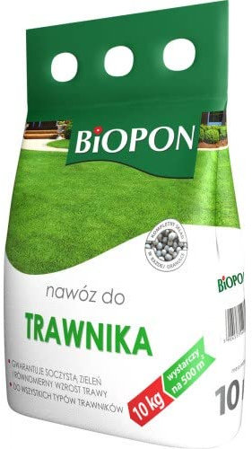 Biopon mineralisch Rasendünger - Mineraldünger für Alle Rasen: Zier- , Sport- und Spielrasen - Saftig Grüne Gräser im Schöne Garten - 10 kg für 500 m²